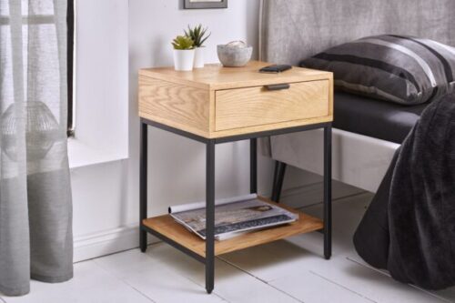Design bútorok - ELEMENTS bézs tölgyfa furnér lerakóasztal 40x35x50