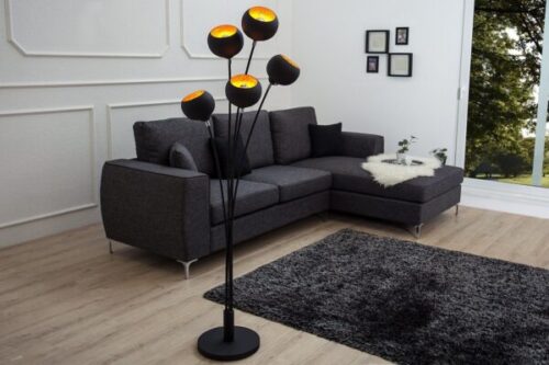 Design bútorok - MAGMA fekete és arany állólámpa 170cm