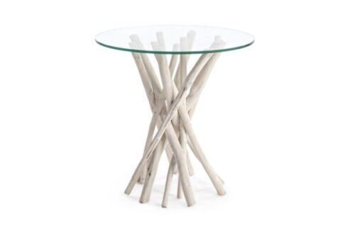 Design bútorok - SAHEL lerakóasztal üveggel 40cm átmérő