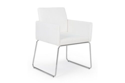 Design bútorok - SIXTY fehér műbőr szék karfával V1