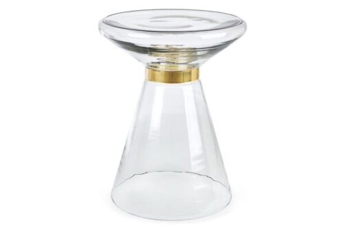 Design bútorok - AZMIN átlátszó üveg lerakóasztal 36cm átmérő