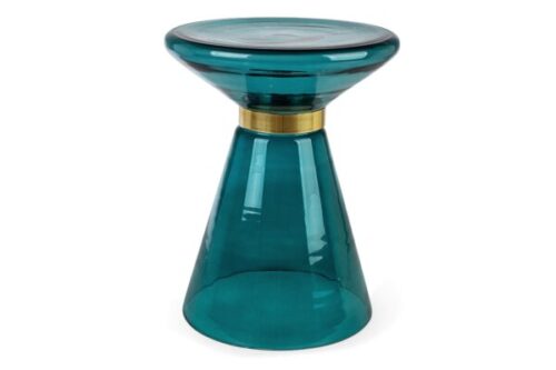 Design bútorok - AZMIN kék üveg lerakóasztal 36cm átmérő