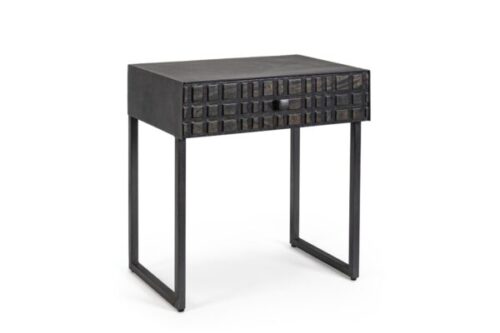 Design bútorok - DORSET fekete tömörfa lerakóasztal