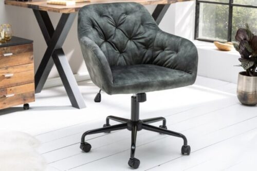 Design bútorok - DUTCH COMFORT szürke bársony irodai szék