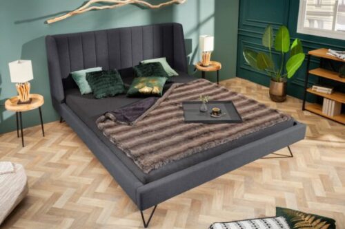 Design bútorok - LA BEAUTE szürke szövet ágy 160x200cm