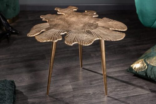 Design bútorok - LEAF arany alumínium dohányzóasztal