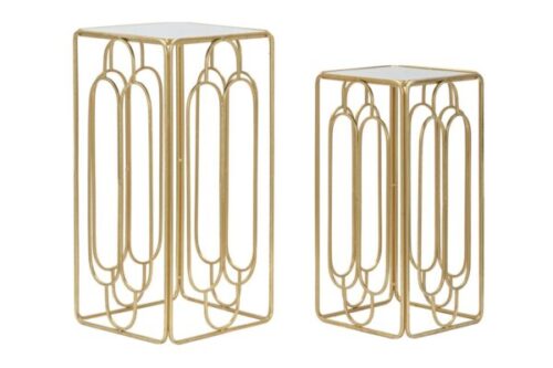 Design bútorok - MAJIDA CUBE 2 darabos arany és átlátszó vas virágtartó