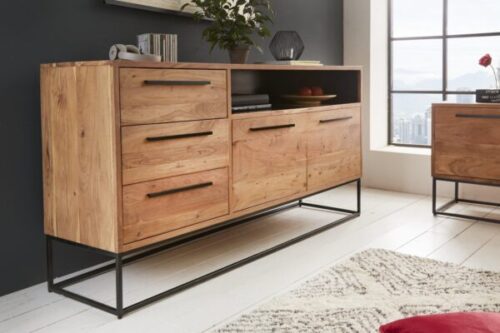 Design bútorok - STRAIGHT barna és fekete akácfa tálalószekrény