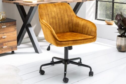 Design bútorok - TURIN sárga bársony irodai szék