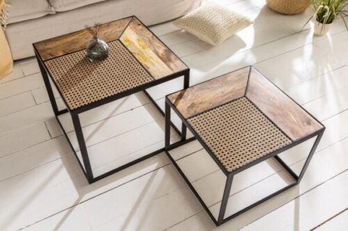 Design bútorok - VIENNA LOUNGE 2 barna mangófa dohányzóasztal szett