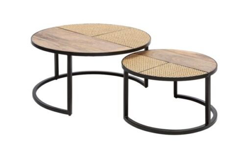 Design bútorok - VIENNA LOUNGE 2 kerek barna mangófa dohányzóasztal