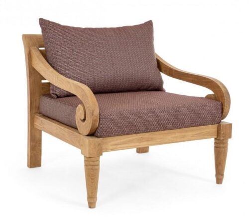 Design bútorok - KARUBA bordó teakfa fotel