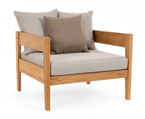 Design bútorok - KOBO bézs teakfa fotel
