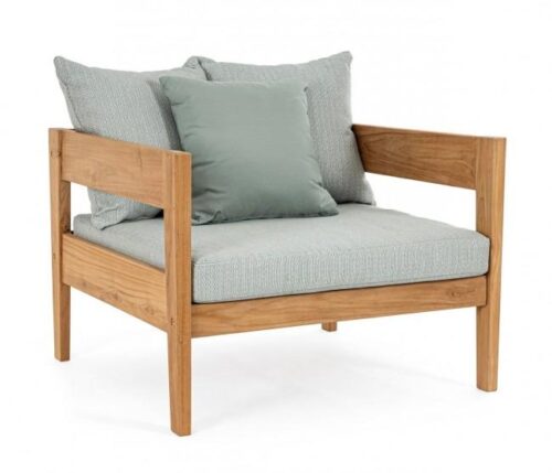 Design bútorok - KOBO zöld teakfa fotel