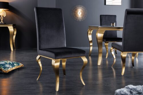 Design bútorok - MODERN BAROCK III fekete és arany bársony étkezőszék