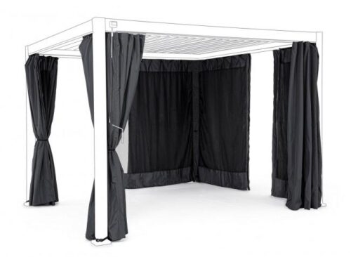 Design bútorok - OCEAN fekete kültéri árnyékoló és szúnyogháló pergolához 3x3 m