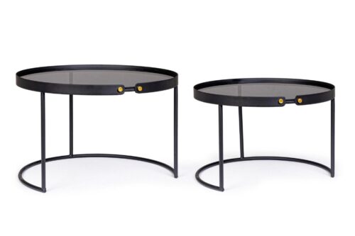 Design bútorok - SET2 fekete acél dohányzóasztal